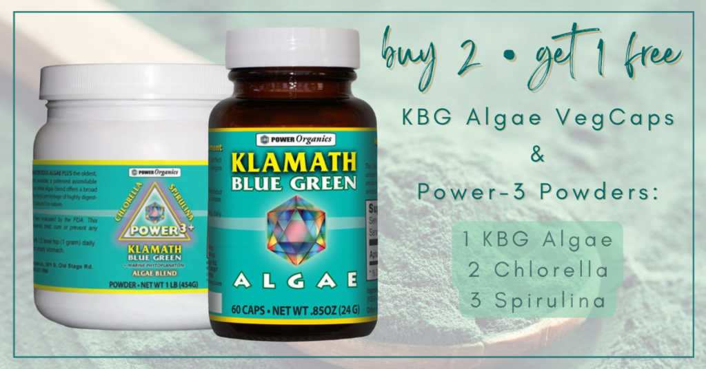 Buy 2, Get 1 Free...KBG Algae and Power 3 Powders: 1 KBG Algae, 2 Chlorella, 3 Spirulina